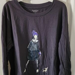 Simply Vera Vera Wang (Junior Size) Long Sleeve T-Shirt Size XL Dark Gray EUC